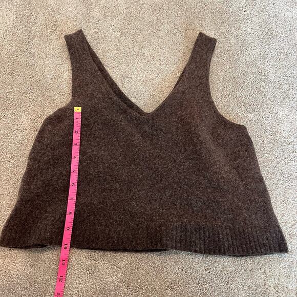 Madewell Women's Wool Cropped Sweater Tank Dark Brown Size XL - Picture 7 of 9
